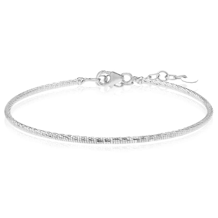 14K Yellow White Rose Gold Diamond - Cut Bangle Stack Bracelet (Solid Links) 7" - 8.25" Adjustable - WJD Exclusives