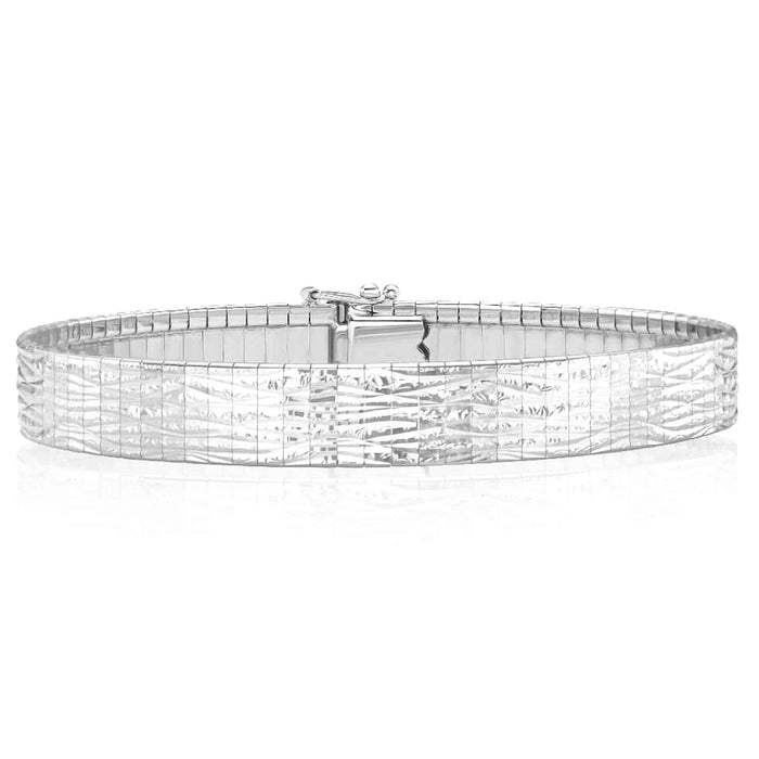 14K Yellow White Gold 8mm Glacier Omega Bracelet (Solid Links) 7" - WJD Exclusives
