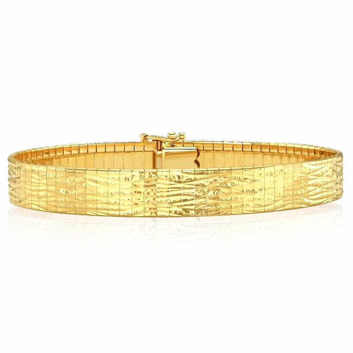 14K Yellow White Gold 8mm Glacier Omega Bracelet (Solid Links) 7" - WJD Exclusives