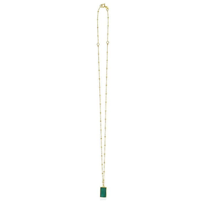 14K Yellow Gold Rectangular Green Black White Necklace (Solid Links) 16" - 18" Adjustable - WJD Exclusives