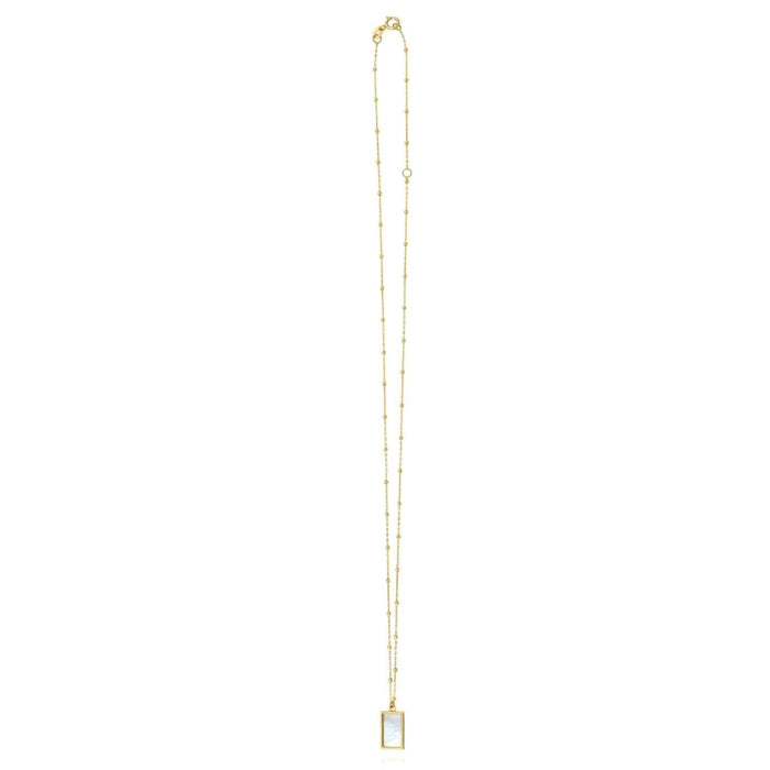 14K Yellow Gold Rectangular Green Black White Necklace (Solid Links) 16" - 18" Adjustable - WJD Exclusives