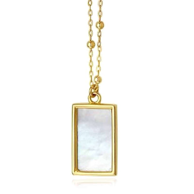 14K Yellow Gold Rectangular Green Black White Necklace (Solid Links) 16" - 18" Adjustable - WJD Exclusives
