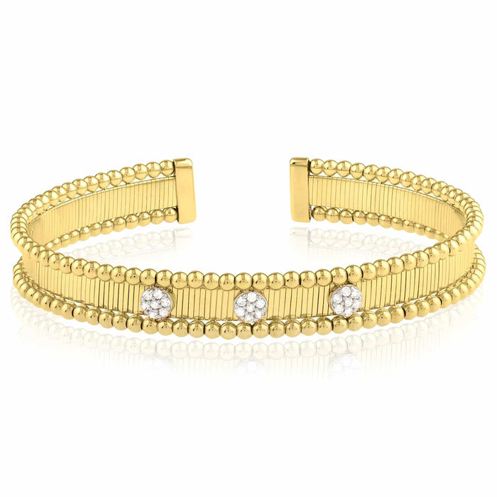 0.24CTW Natural Diamond 14K Yellow White Gold 9mm Bangle Bracelet (Solid Links) - WJD Exclusives