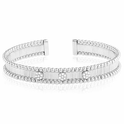0.24CTW Natural Diamond 14K Yellow White Gold 9mm Bangle Bracelet (Solid Links) - WJD Exclusives