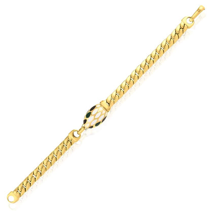 Solid 14K Real Gold Yellow 7mm Cuban Serpent Curb Enamel Bracelet 7.5" Special Clasp