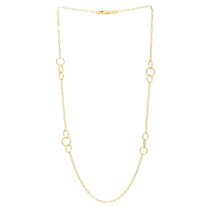 14K Yellow Gold Twisted Link Paperclip Necklace (Solid Links) 16" 18" 24" - WJD Exclusives