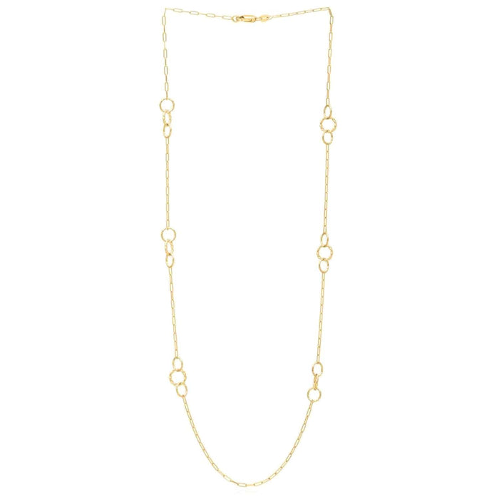 14K Yellow Gold Twisted Link Paperclip Necklace (Solid Links) 16" 18" 24" - WJD Exclusives