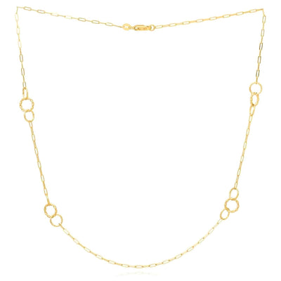 14K Yellow Gold Twisted Link Paperclip Necklace (Solid Links) 16" 18" 24" - WJD Exclusives