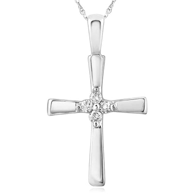 0.05CTW Natural Diamond 10K Gold Yellow White Cross Pendant 0.75" - WJD Exclusives