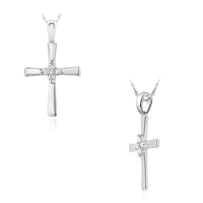 0.05CTW Natural Diamond 10K Gold Yellow White Cross Pendant 0.75" - WJD Exclusives