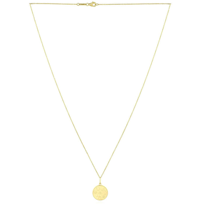 14K Gold 18" Cable Chain with Satin Finish Lucky Pendant - WJD Exclusives