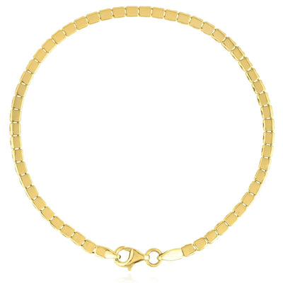 14K Yellow Gold 2.6mm Mini Cube Bracelet (Solid Links) 7" - WJD Exclusives