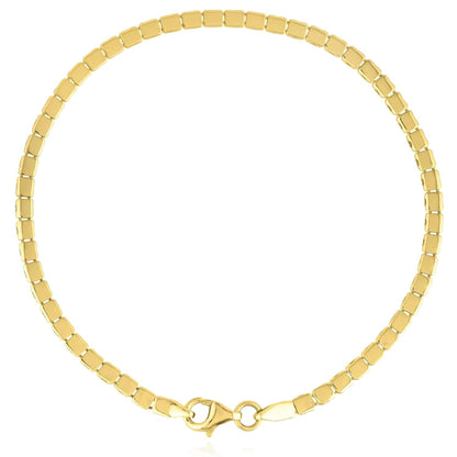 14K Real Gold Yellow 2.6mm Mini Cube Bracelet 7" Adjustable