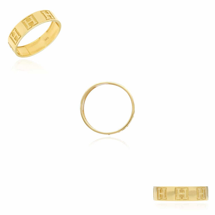 1CT CZ His Her 14K Yellow Gold H Pattern Engagement Wedding Rings - WJD Exclusives