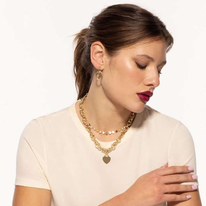 14K Real Gold Heart Tag & Rolo Pendant Necklace 18"