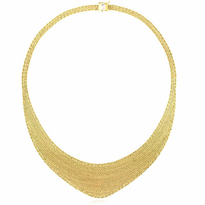 14K Yellow Gold Cleopatra Rope Necklace (Solid Links) 17" - WJD Exclusives