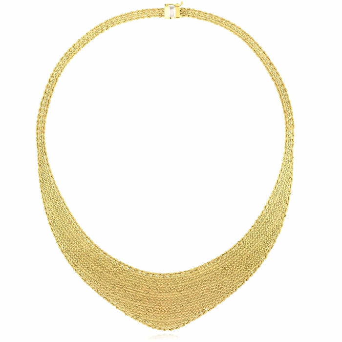 14K Yellow Gold Cleopatra Rope Necklace (Solid Links) 17" - WJD Exclusives