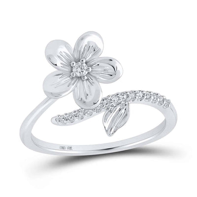 0.08CTW Natural Diamond 10K Gold Yellow White Rose Flower Cocktail Ring - WJD Exclusives