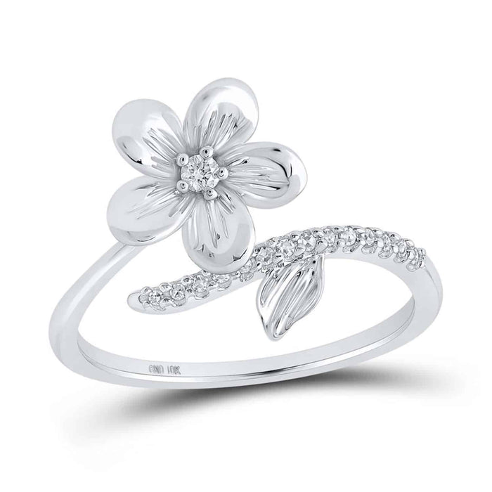 0.08CTW Natural Diamond 10K Gold Yellow White Rose Flower Cocktail Ring - WJD Exclusives