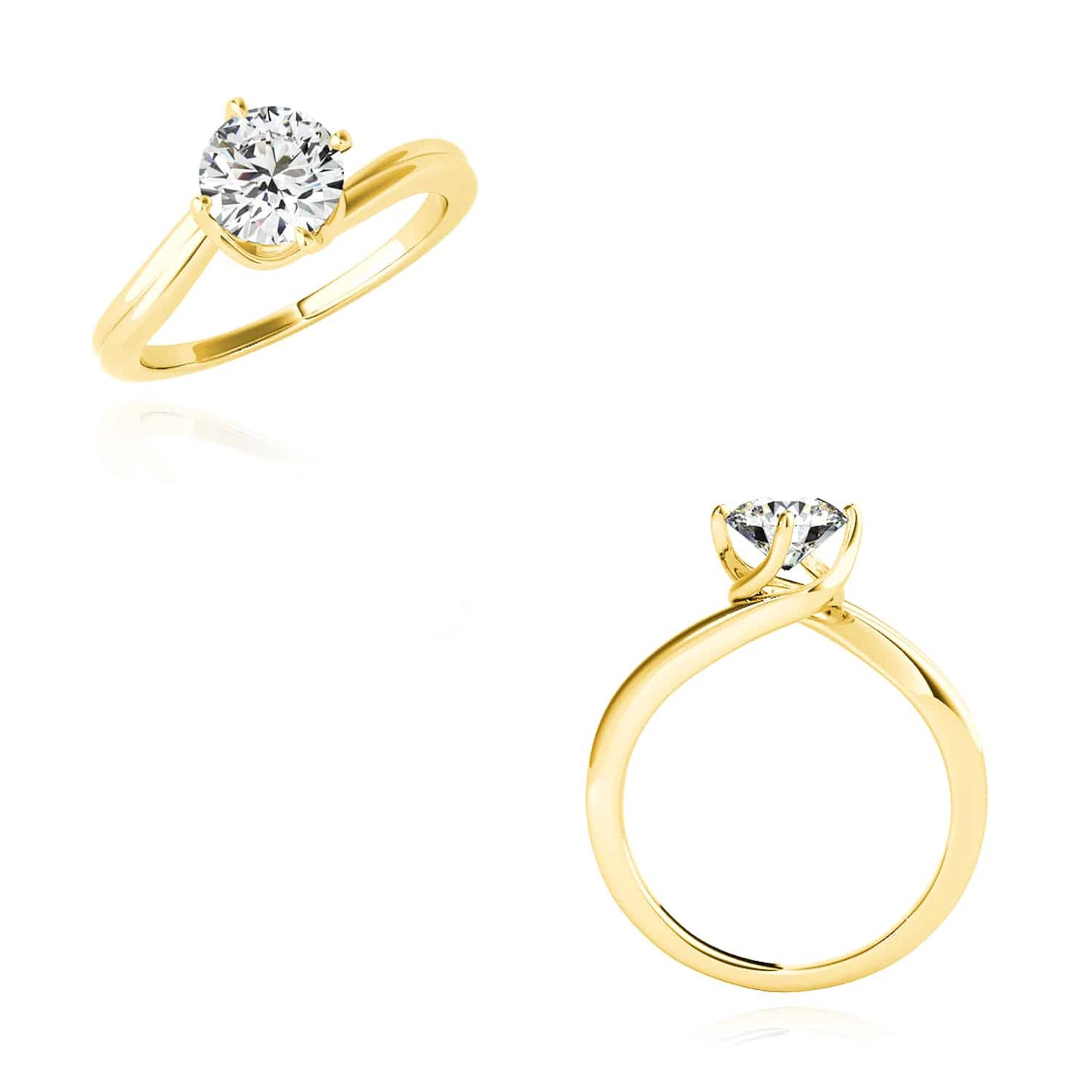 1CT Charles & Colvard Forever One Moissanite 14K Real Gold Engagement Ring