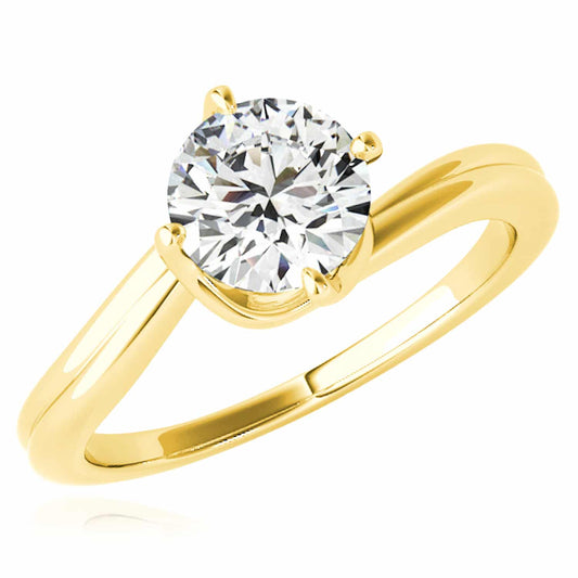 1CT Charles & Colvard Forever One Moissanite 14K Real Gold Engagement Ring