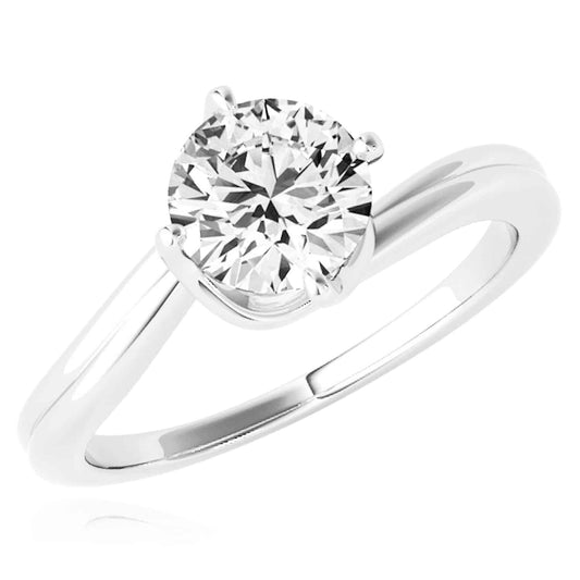 1CT Charles & Colvard Forever One Moissanite 14K Real Gold White Engagement Ring