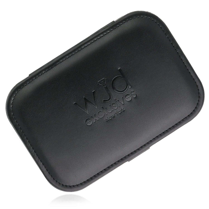 Compact PU Leather Double Layer Jewelry Organizer Box Portable Black Travel Case - WJD Exclusives