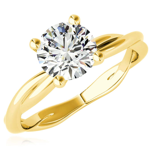 2CT Charles & Colvard Forever One Moissanite 14K Real Gold Engagement Ring