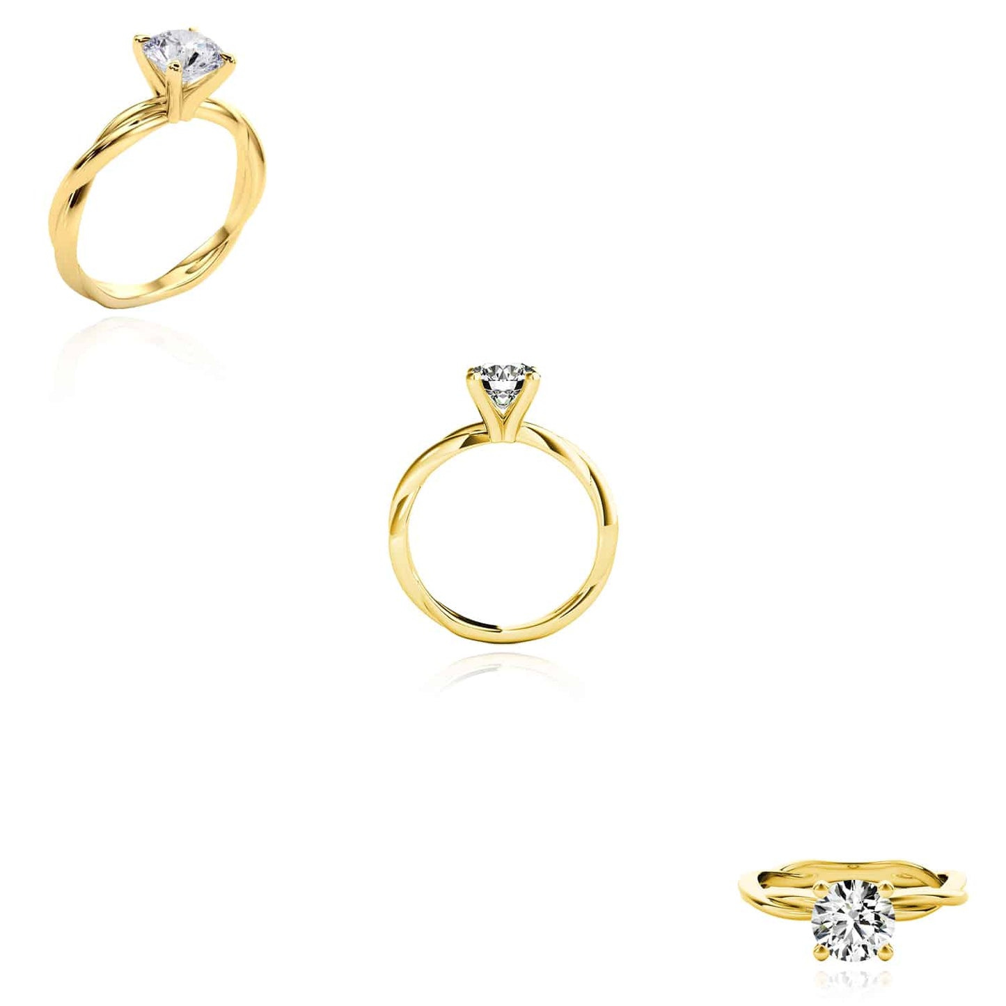 2CT Charles & Colvard Forever One Moissanite 14K Real Gold Engagement Ring