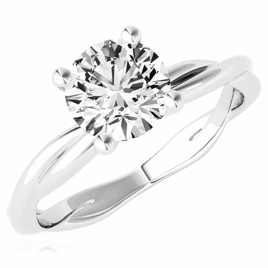 2CT Charles & Colvard Forever One Moissanite 14K Real Gold White Engagement Ring