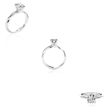 2CT Charles & Colvard Forever One Moissanite 14K Real Gold White Engagement Ring