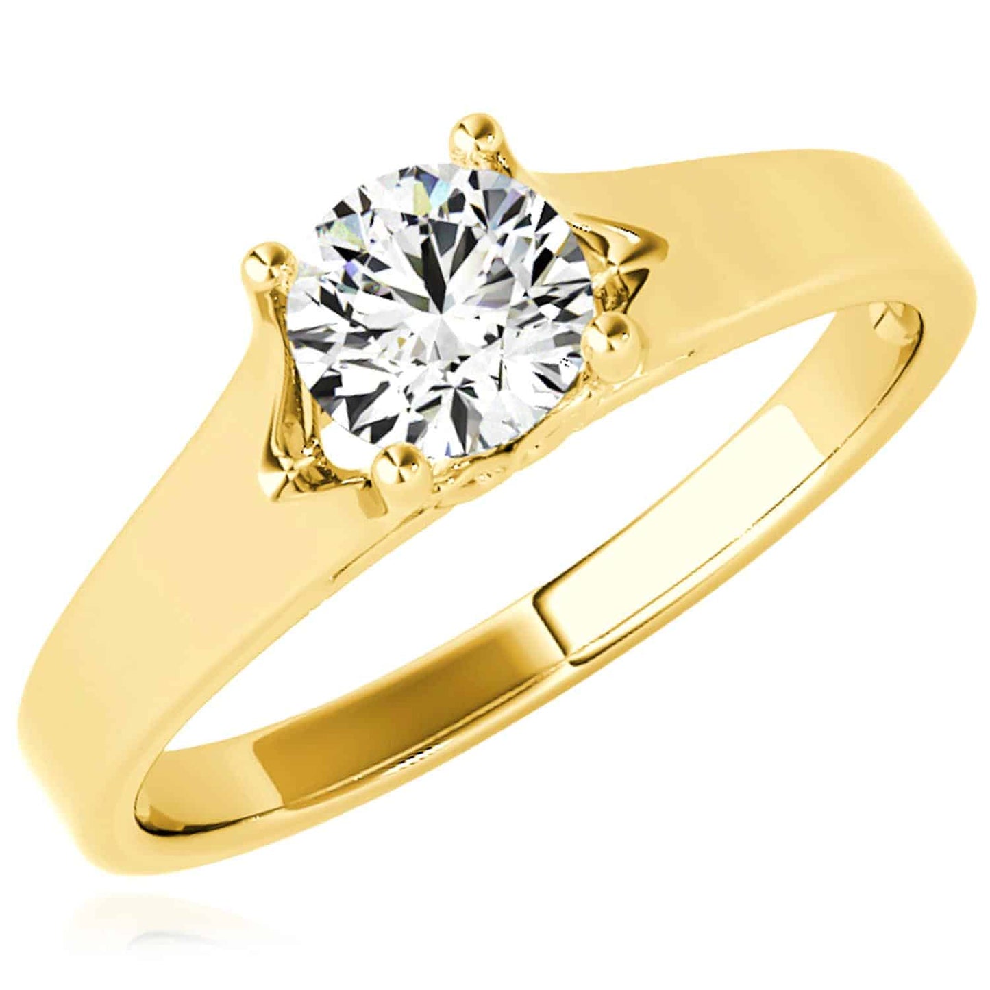 2C Charles & Colvard Forever One Moissanite 14K Real Gold Yellow Engagement Ring