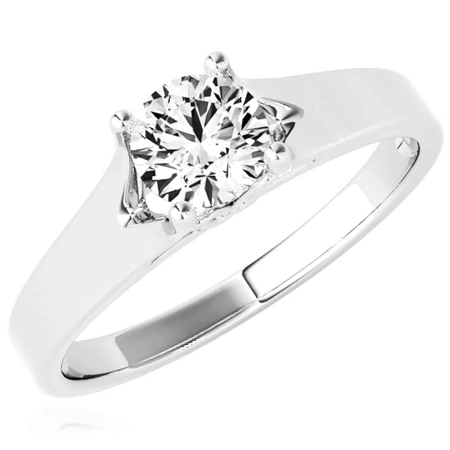 1CT Charles & Colvard Forever One Moissanite 14K Real Gold White Engagement Ring