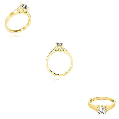 2C Charles & Colvard Forever One Moissanite 14K Real Gold Yellow Engagement Ring