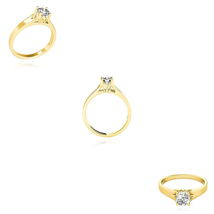 2C Charles & Colvard Forever One Moissanite 14K Yellow Gold Engagement Ring - WJD Exclusives