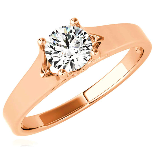 1CT Charles & Colvard Forever One Moissanite 14K Real Gold Rose Engagement Ring