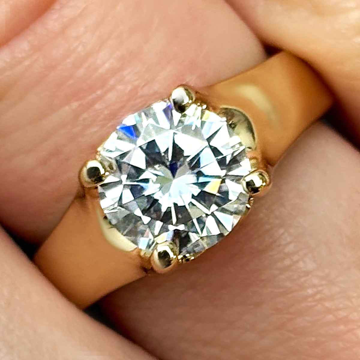 2C Charles & Colvard Forever One Moissanite 14K Yellow Gold Engagement Ring
