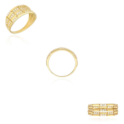 1.50CTW CZ 10K Gold Yellow Multi-Row Cocktail Ring