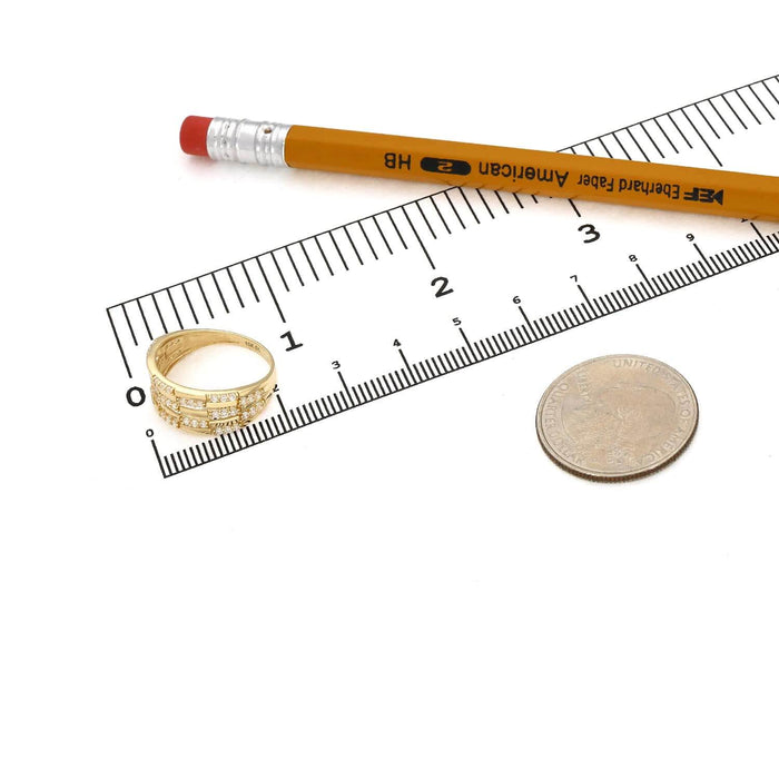 1.50CTW CZ 10K Gold Yellow Multi - Row Cocktail Ring - WJD Exclusives