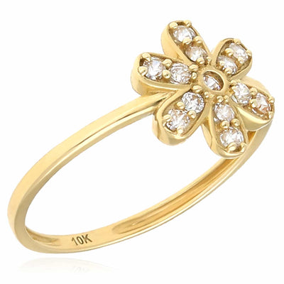 10K Yellow Gold 0.3CTW CZ Flower Ring - WJD Exclusives