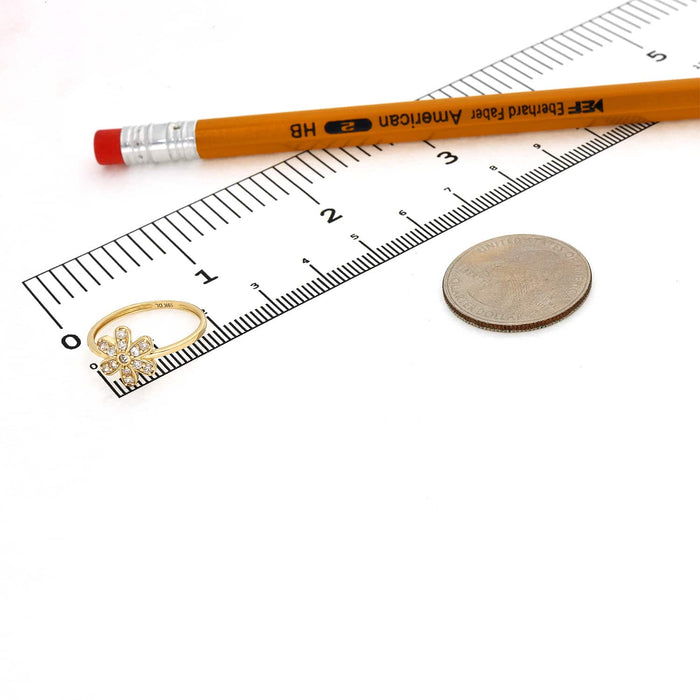 10K Yellow Gold 0.3CTW CZ Flower Ring - WJD Exclusives