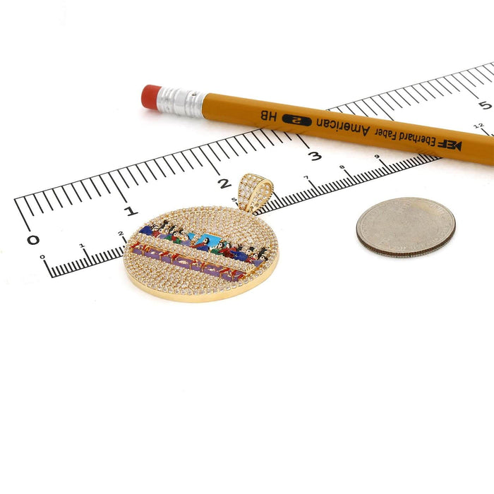 14K Gold 4CTW CZ Round Last Supper Pendant 1.77" - WJD Exclusives