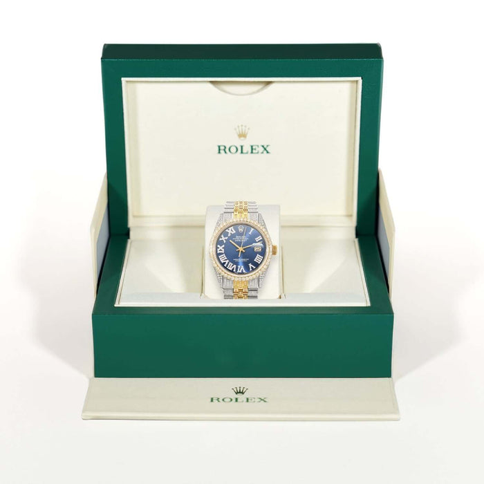 Rolex Datejust Jubilee Band Custom Natural Diamond Blue Sapphire Dial 36mm Watch - WJD Exclusives