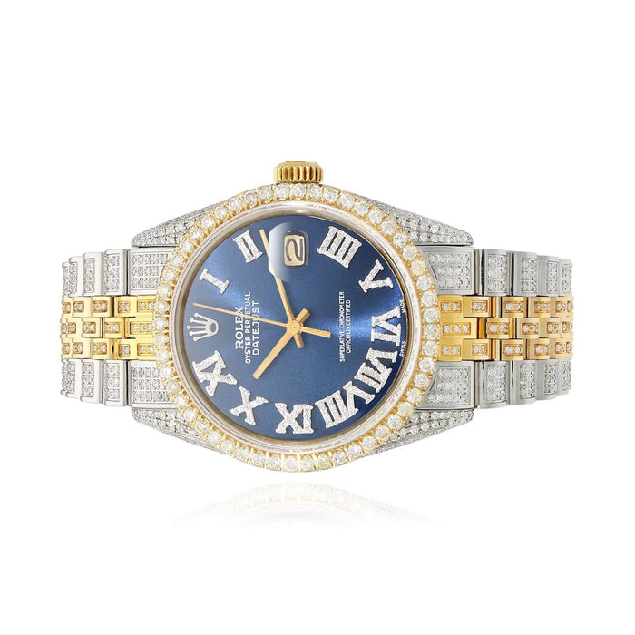 Rolex Datejust Jubilee Band Custom Natural Diamond Blue Sapphire Dial 36mm Watch - WJD Exclusives