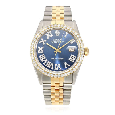 Rolex Datejust Jubilee Band Custom Blue Sapphire Diamond Bezel Dial 36mm Watch - WJD Exclusives