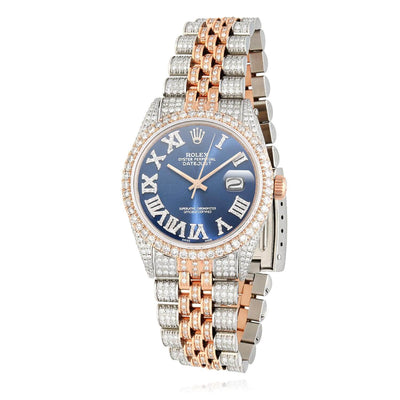 Rolex Datejust 12C Natural Diamond Stainless Steel Rose Blue Sapphire Watch 36mm - WJD Exclusives