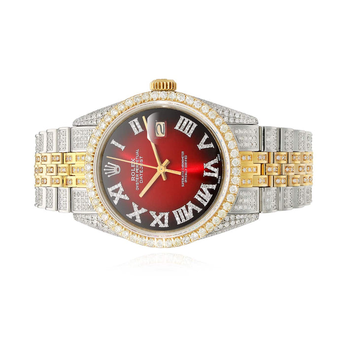 Rolex Datejust Iced Ruby Gradient Roman Diamond Dial Jubilee Band 36mm Watch - WJD Exclusives