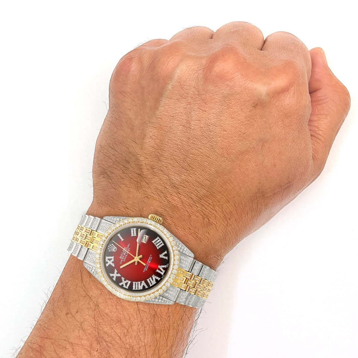 Rolex Datejust Iced Ruby Gradient Roman Diamond Dial Jubilee Band 36mm Watch - WJD Exclusives