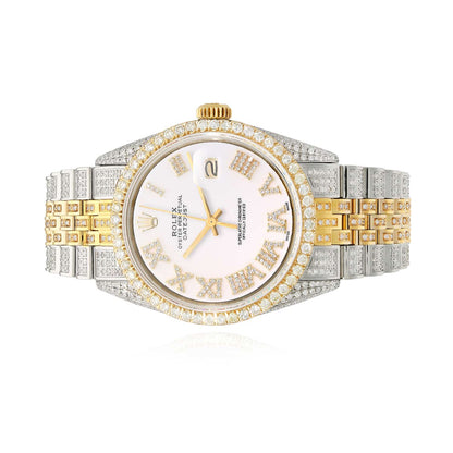 Rolex Datejust Iced White Gold Roman Diamond Dial Jubilee Band 36mm Watch