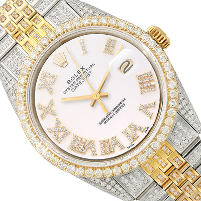 Rolex Datejust Iced White Gold Roman Diamond Dial Jubilee Band 36mm Watch